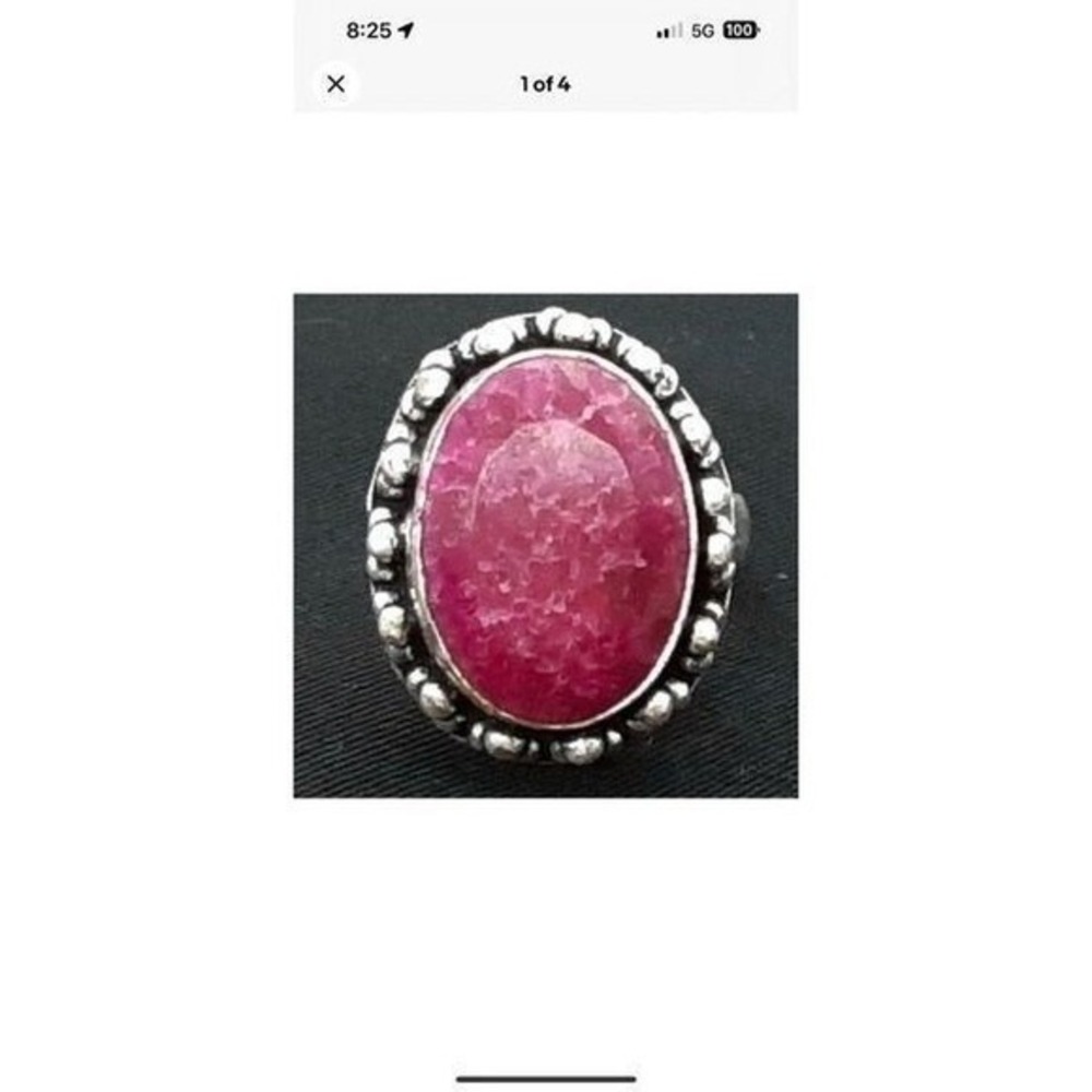 Vintage 12.86ctw Ruby Silver Ring Size 8 - Picture 2 of 4